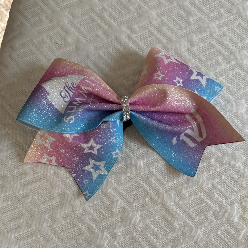 Varsity Glittery Pink and Blue Bow